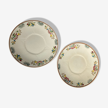 2 dessert plates in earthenware Longwy model Vieux Moustiers