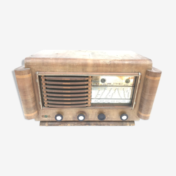Ancienne radio crisler bois avec boutons bakélite décoration vintage