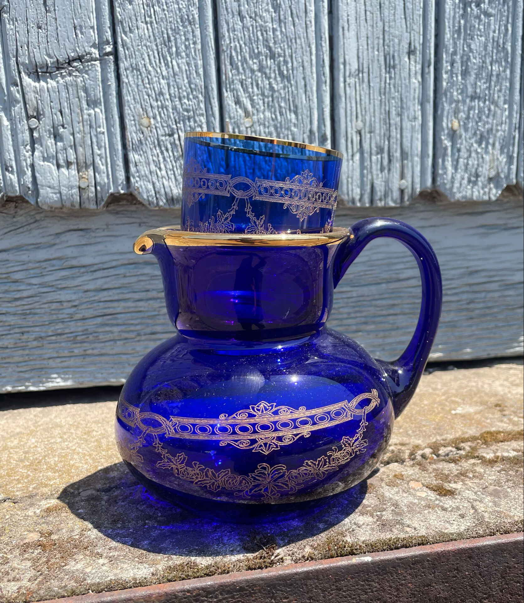 Service pichet De Nuit Bleu Verre