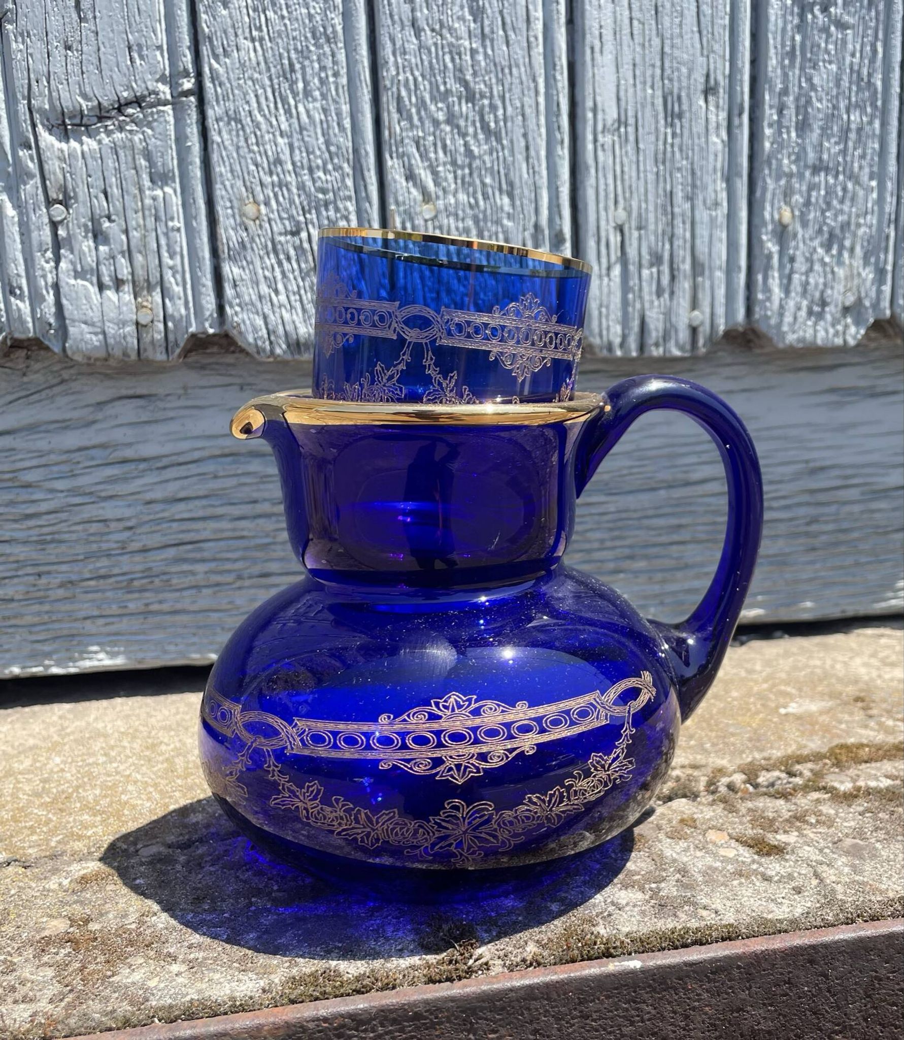 Service pichet De Nuit Bleu Verre