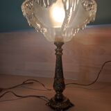 Chiseled bronze foot lamp, ezan glass basin art deco style