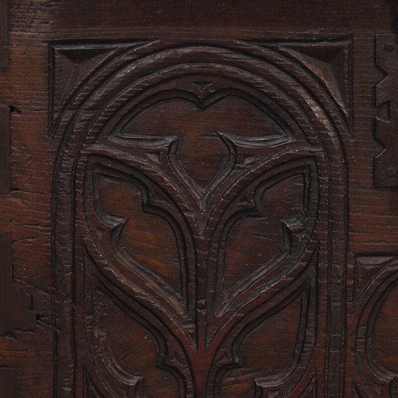 Spanish Gothic chest in old oak