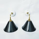 Antique enamelled sheet metal wall lights
