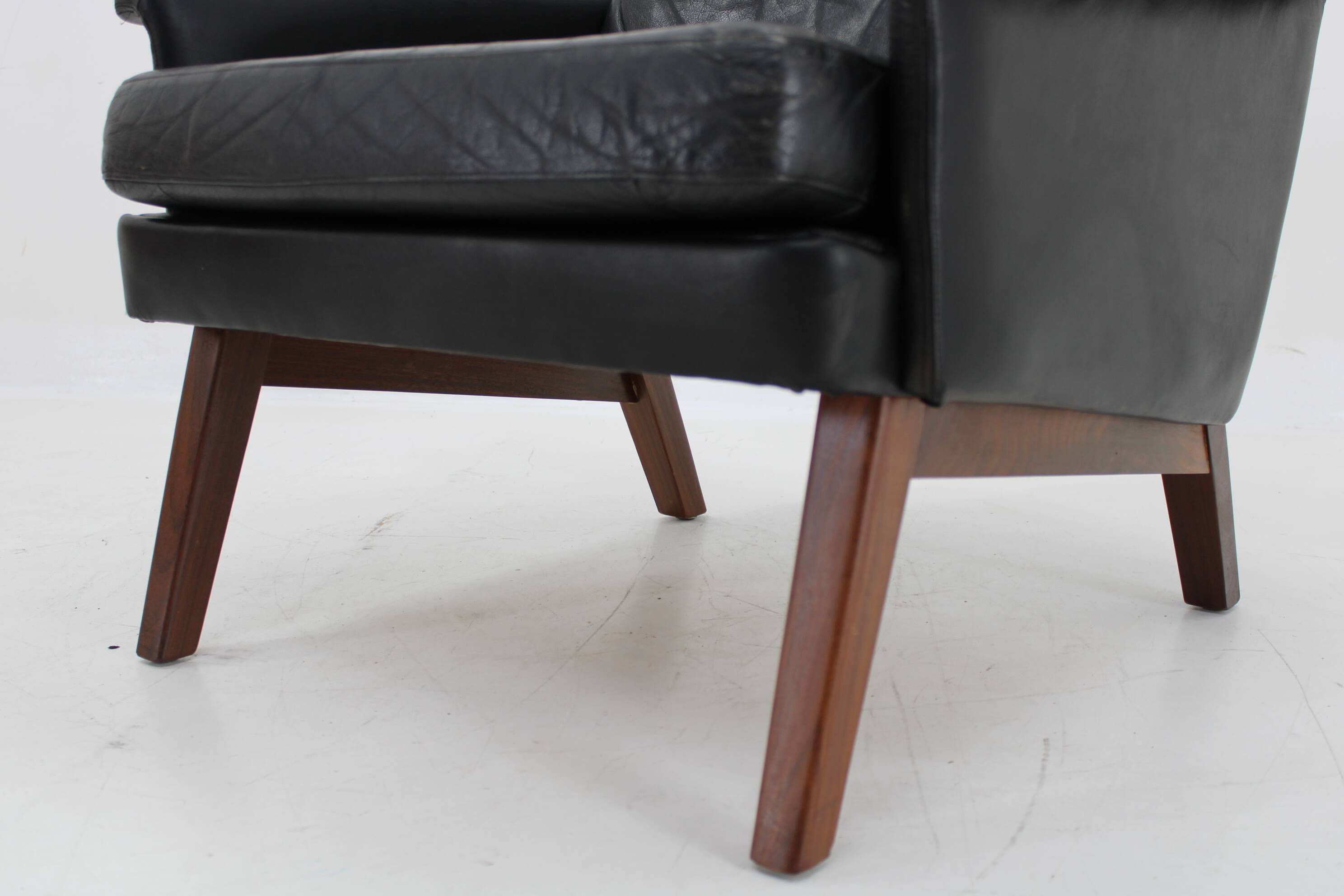 1970 Teak Leather High Back Armchair , Denmark