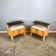 2 bedside tables by WK Möbel with black and white glass tops, pear wood, 1950s
