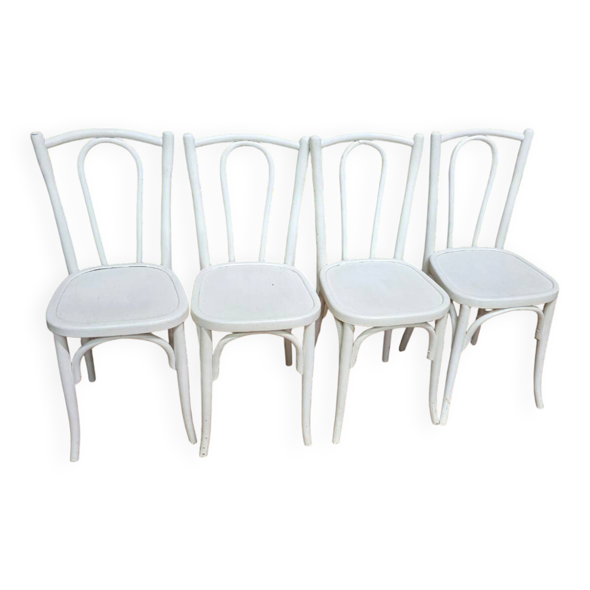4 vintage white bistro chairs