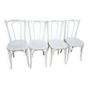 4 chaises bistrot vintage - blanches