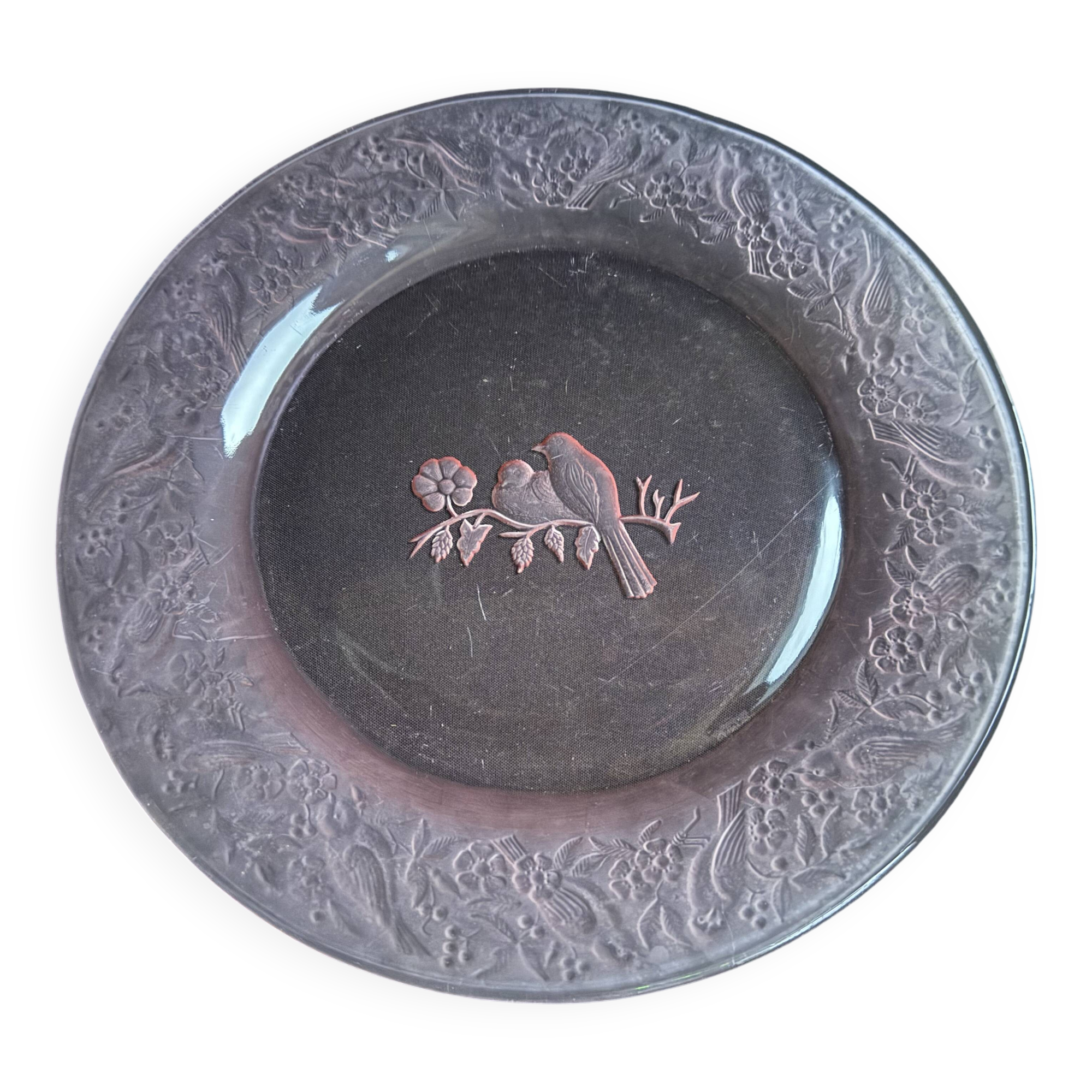 Serving dish – cast pink crystal – sweden