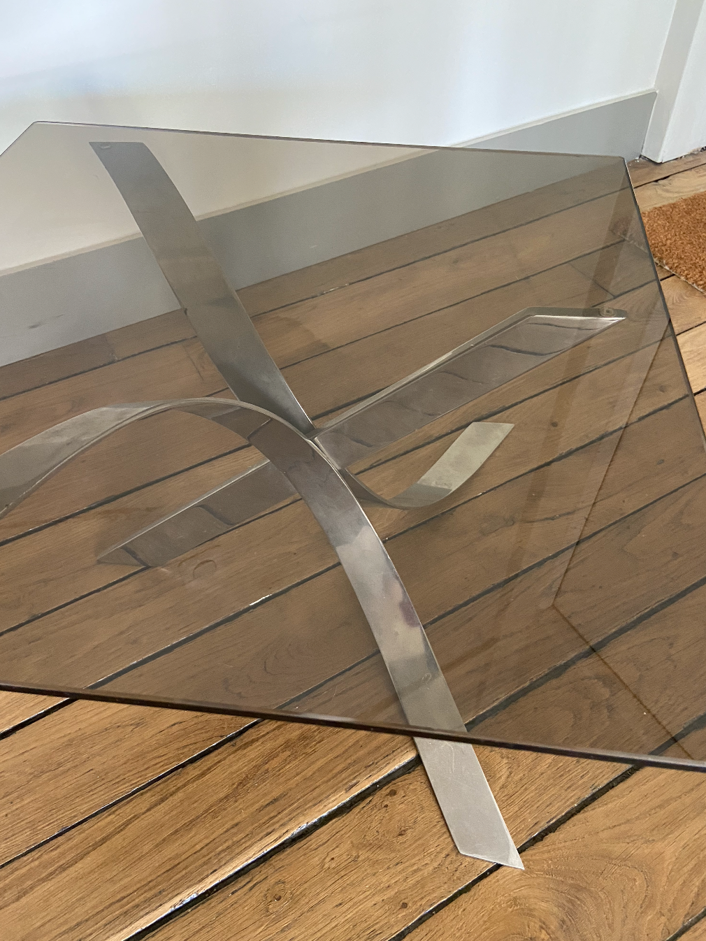 Chrome coffee table and smoked glass 1970