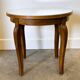 Table d'appoint Art Déco française, table ronde vintage en bois des années 1930 avec plateau en miroir