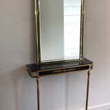 Miroir de style néoclassique en laiton et tôle laquée