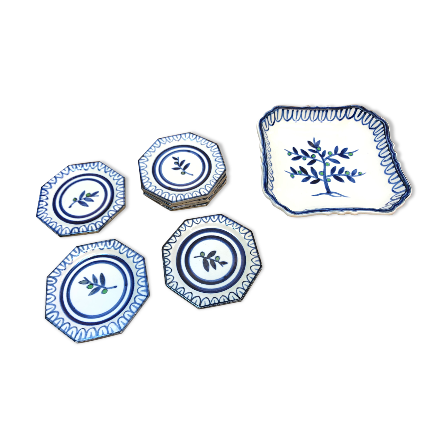 Glass underside and ceramic ramekin Gien France 60s