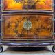Cabinet chinois vintage avec feuille d'or, fleurs et oiseaux / bohème