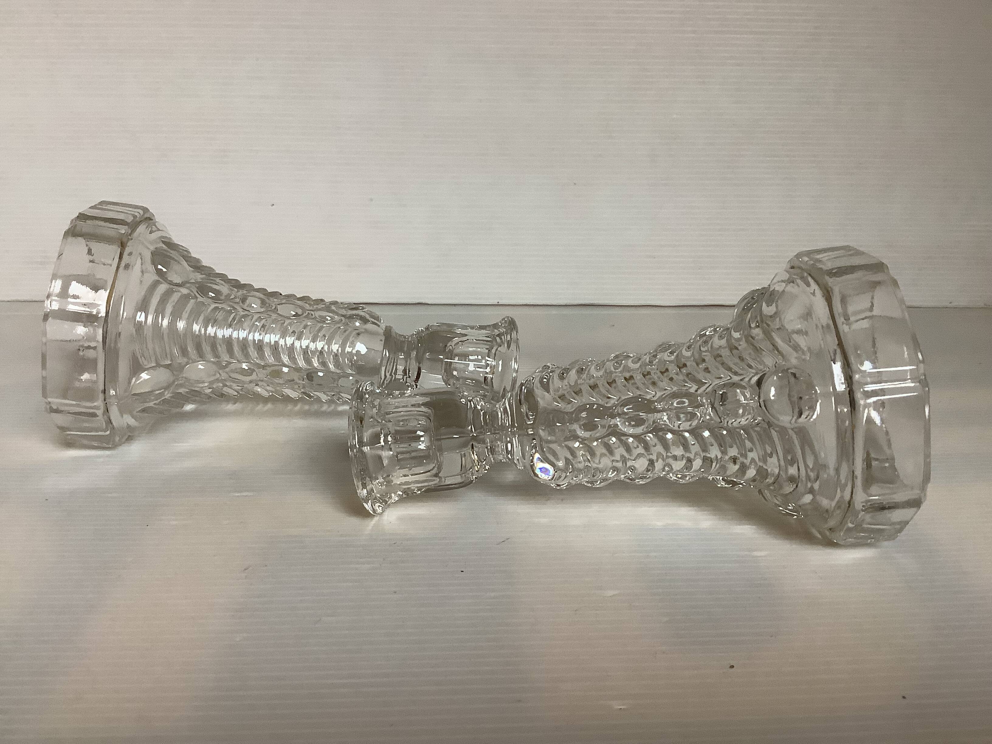 Pair of old Val Saint Lambert art deco candlesticks