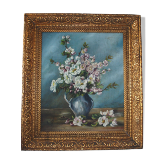 Bouquet de fleurs - nature morte dans son cadre doré