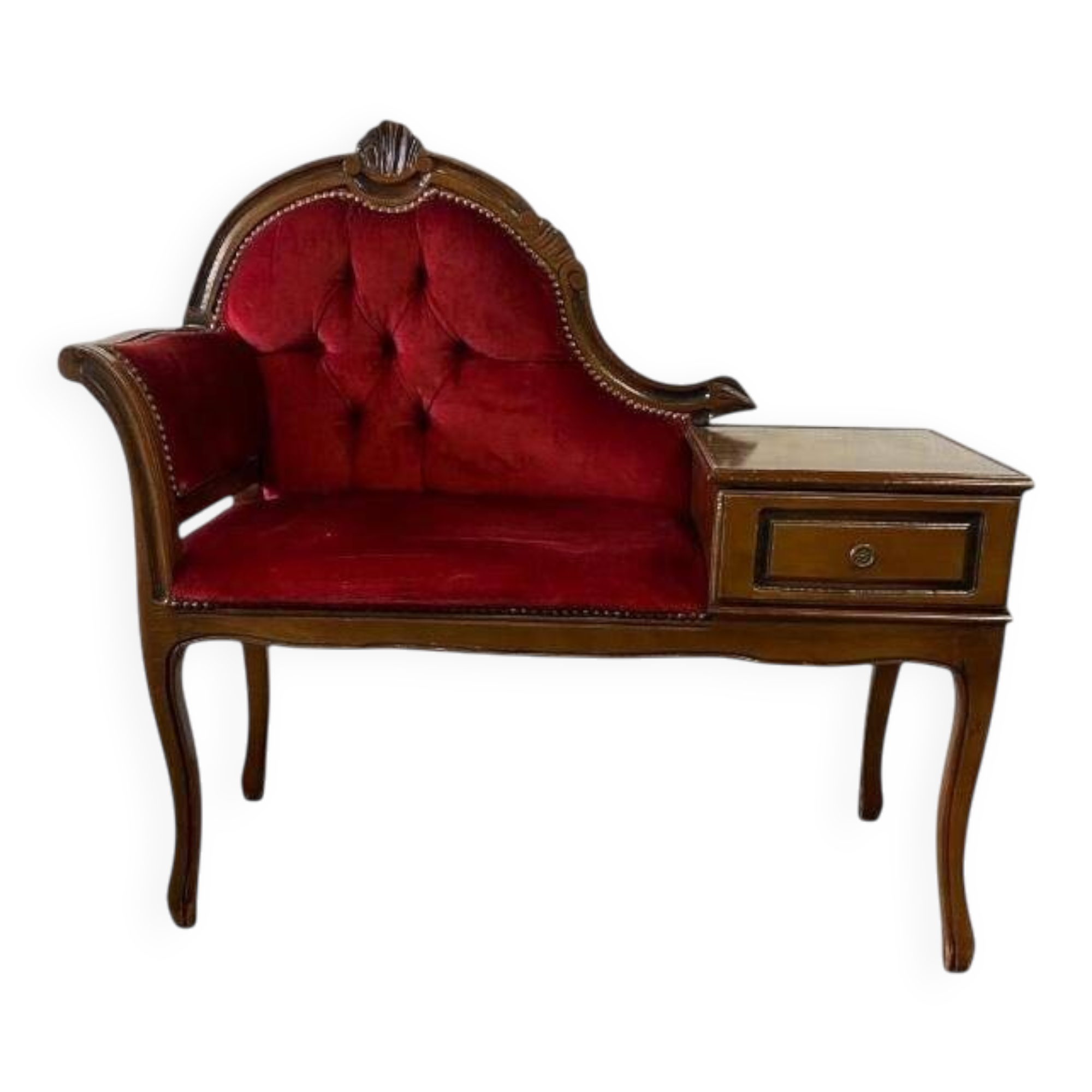 Vintage baroque bench / telephone bench / chair with small table