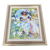 Russian painting by Andrei Dargan – woman in the garden – oil on canvas