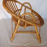 Vintage bamboo children's armchair and cushion