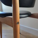 Pair of Baumann Pegasus chairs in wood and leather - design by Pierre Guariche