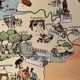 Old poster illustrated map of Normandy 1947 - JP Pinchon