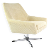 Cream corduroy swivel shell armchairs