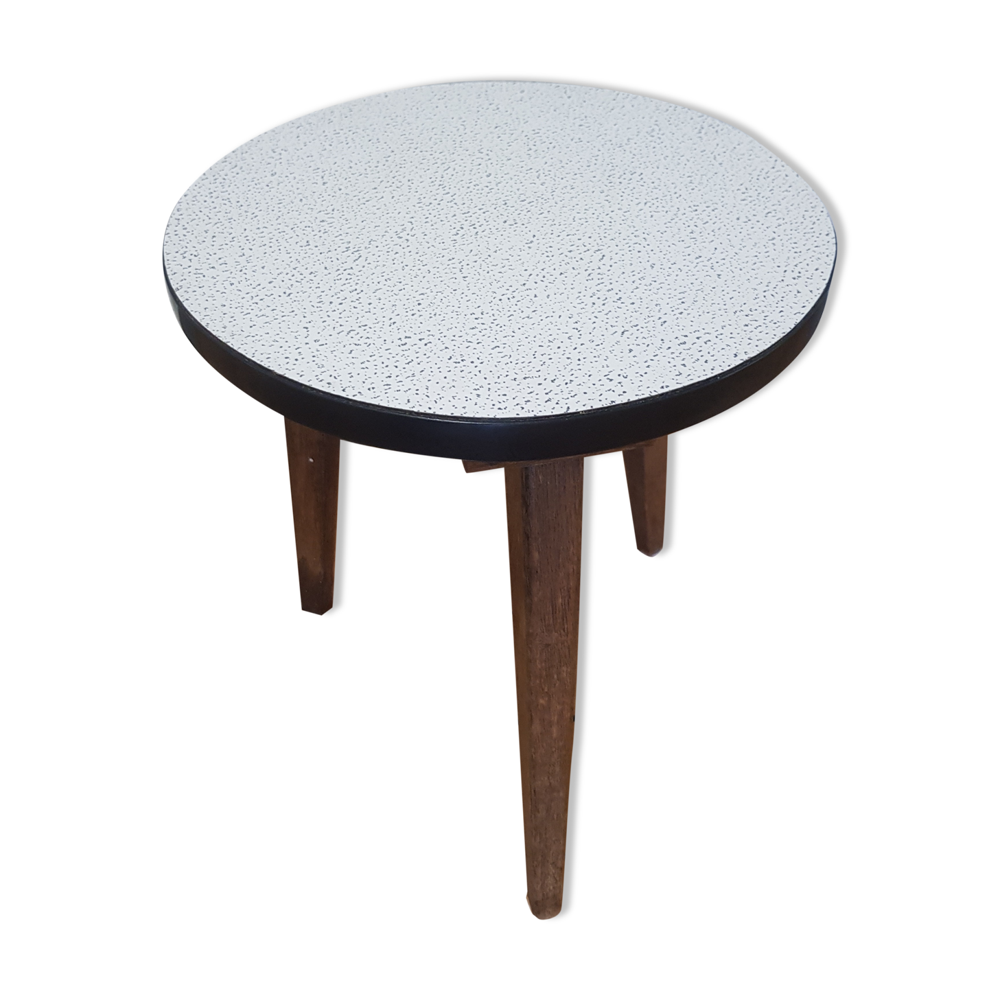Wooden and formica tripod coffee table
