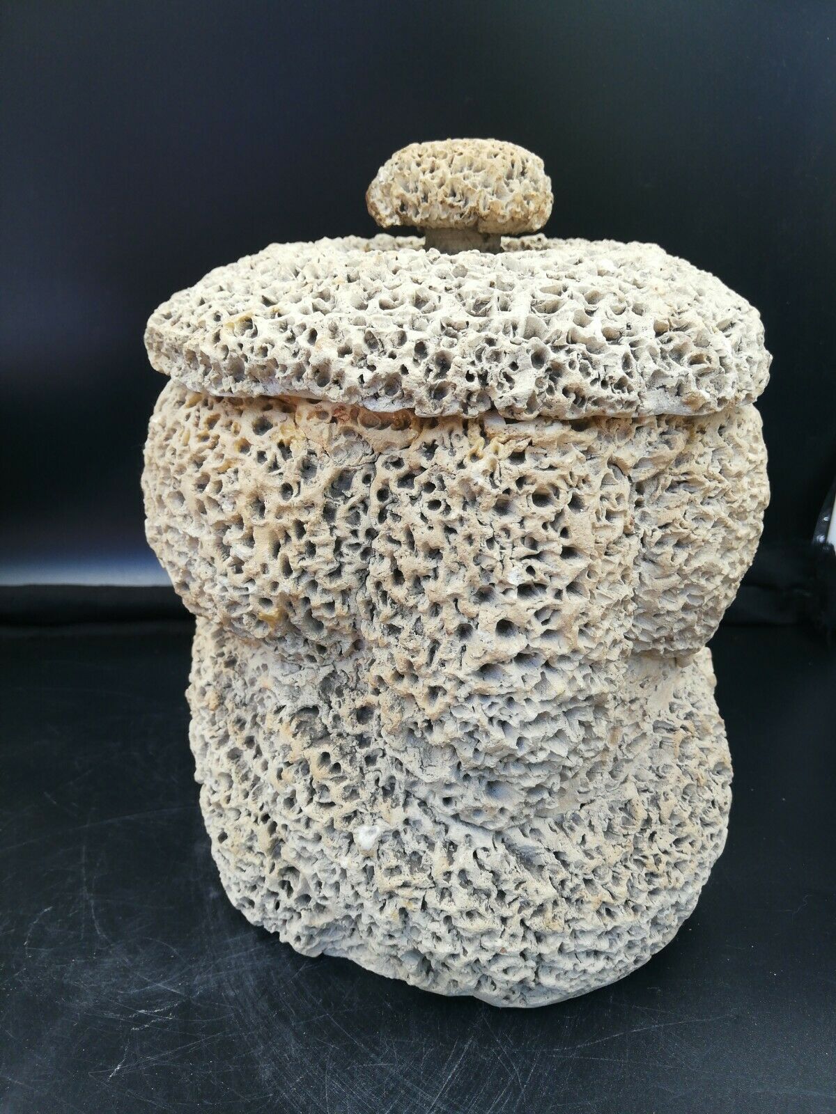 Pot of sandstone and calcified limestone in a cave.