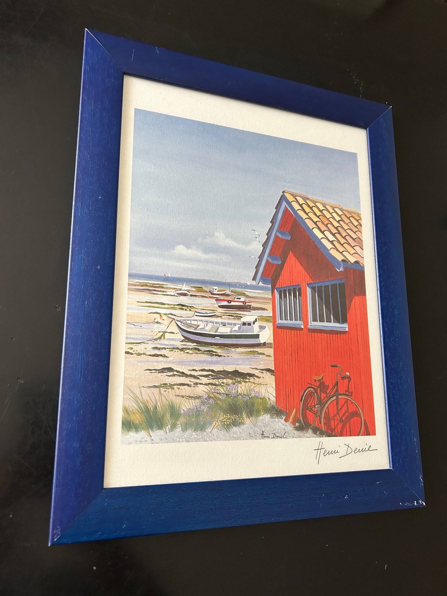 lithograph "Fisherman's hut" signed Henri Deuil