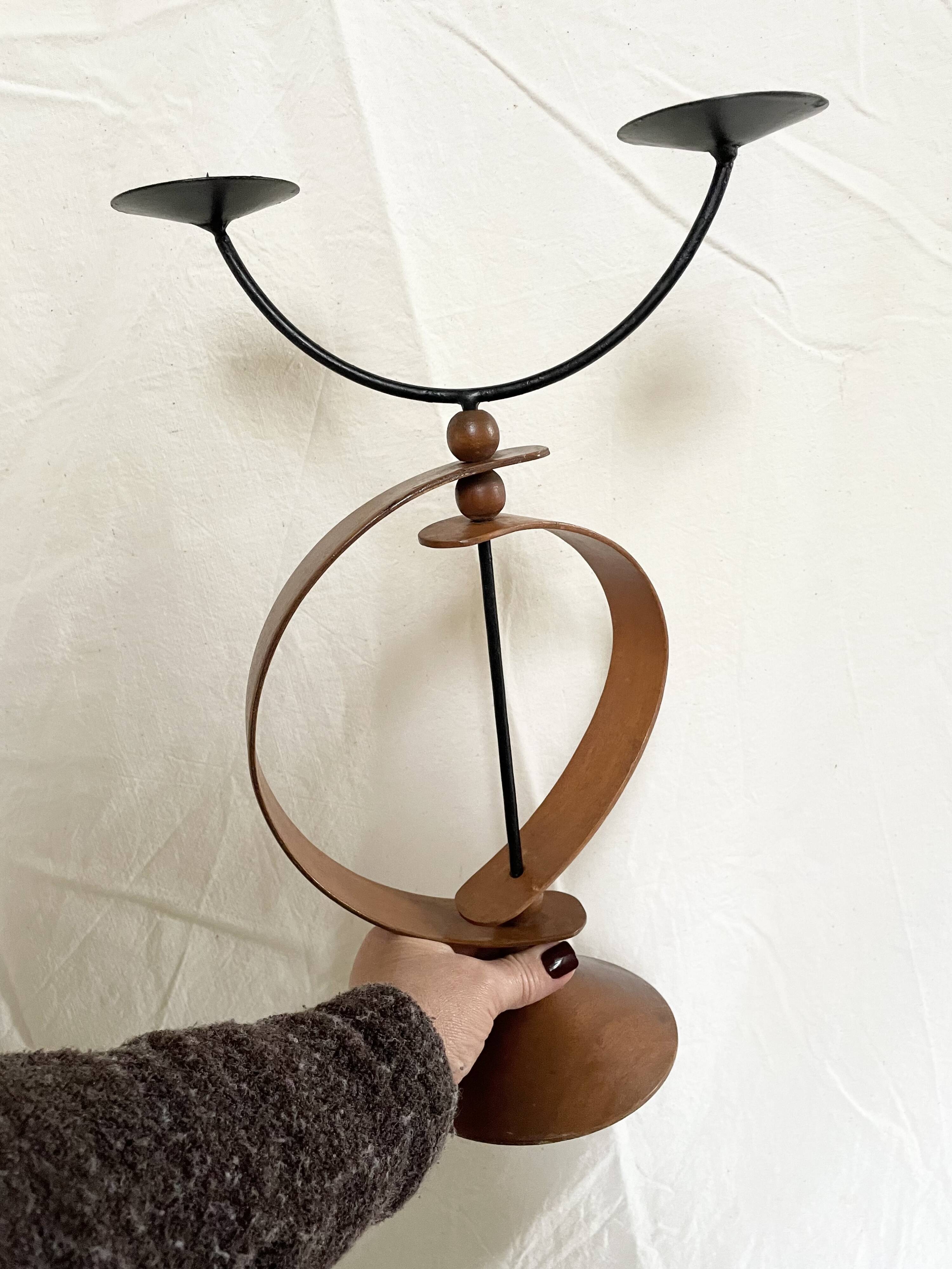 Danish teak candle holder