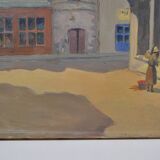 Louis Georges ALATERRE (19th-20th century) "La halle de Martel (Lot)" Oil on canvas signed