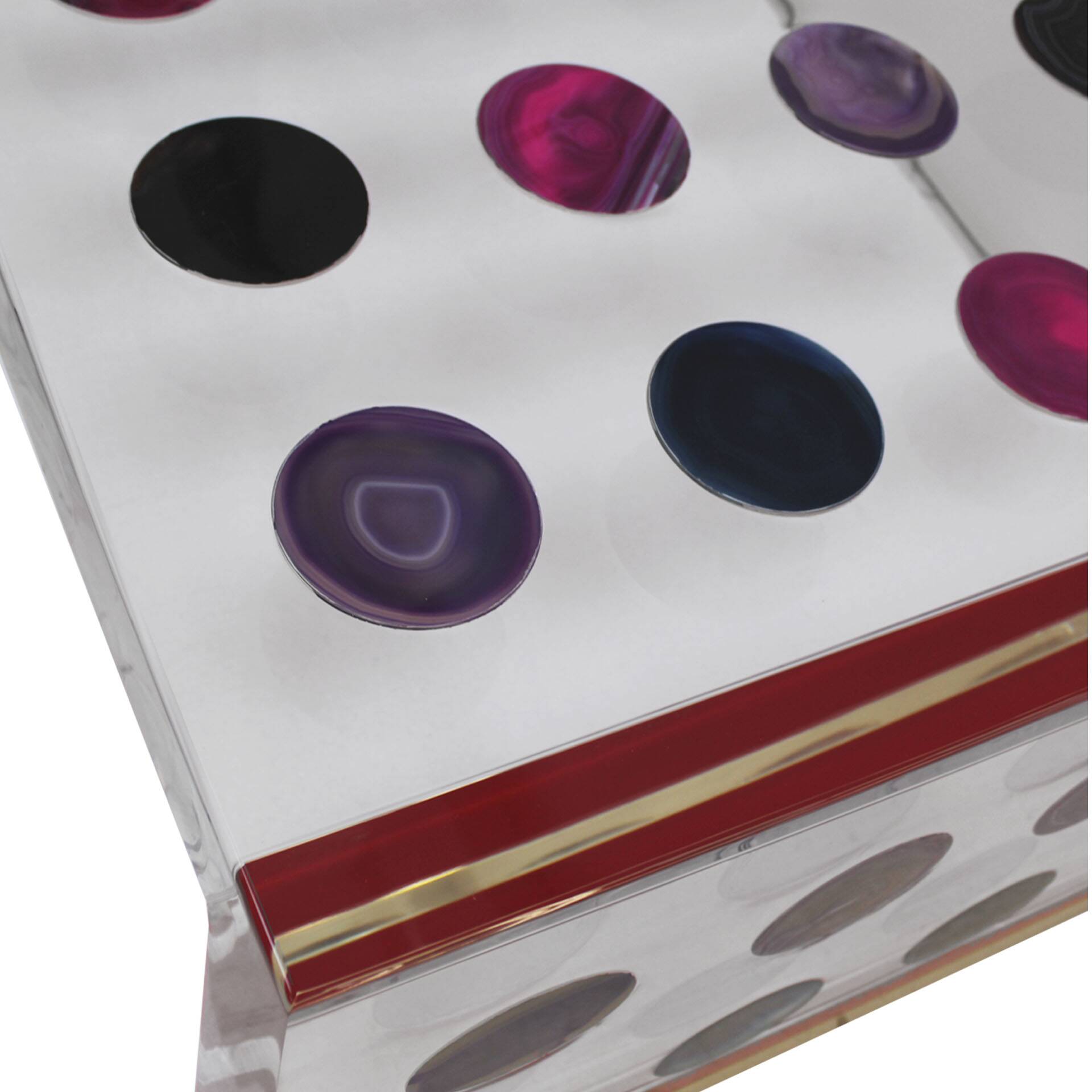 Table basse italienne en grand format avec des agates colorées conçue par Superego Studio