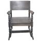 Vintage brown solid wood rocking chair, 1950s, flat backrest and turned legs.