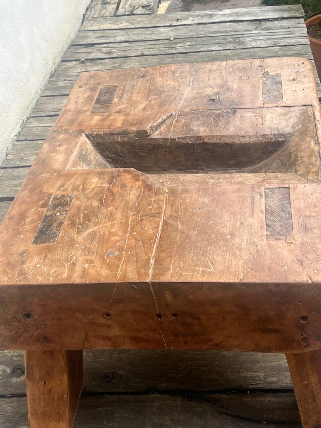 Brutalist coffee table made of solid wood