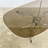 Oval smoked glass and chrome dining table, 1970s