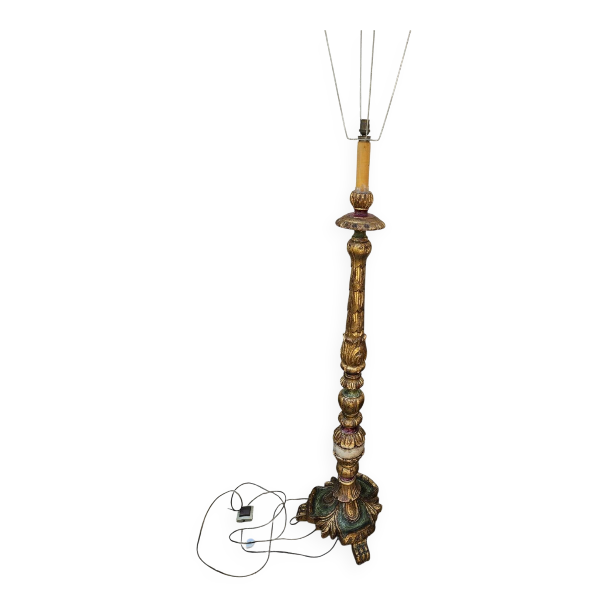 Lampadaire bois doré style florentin