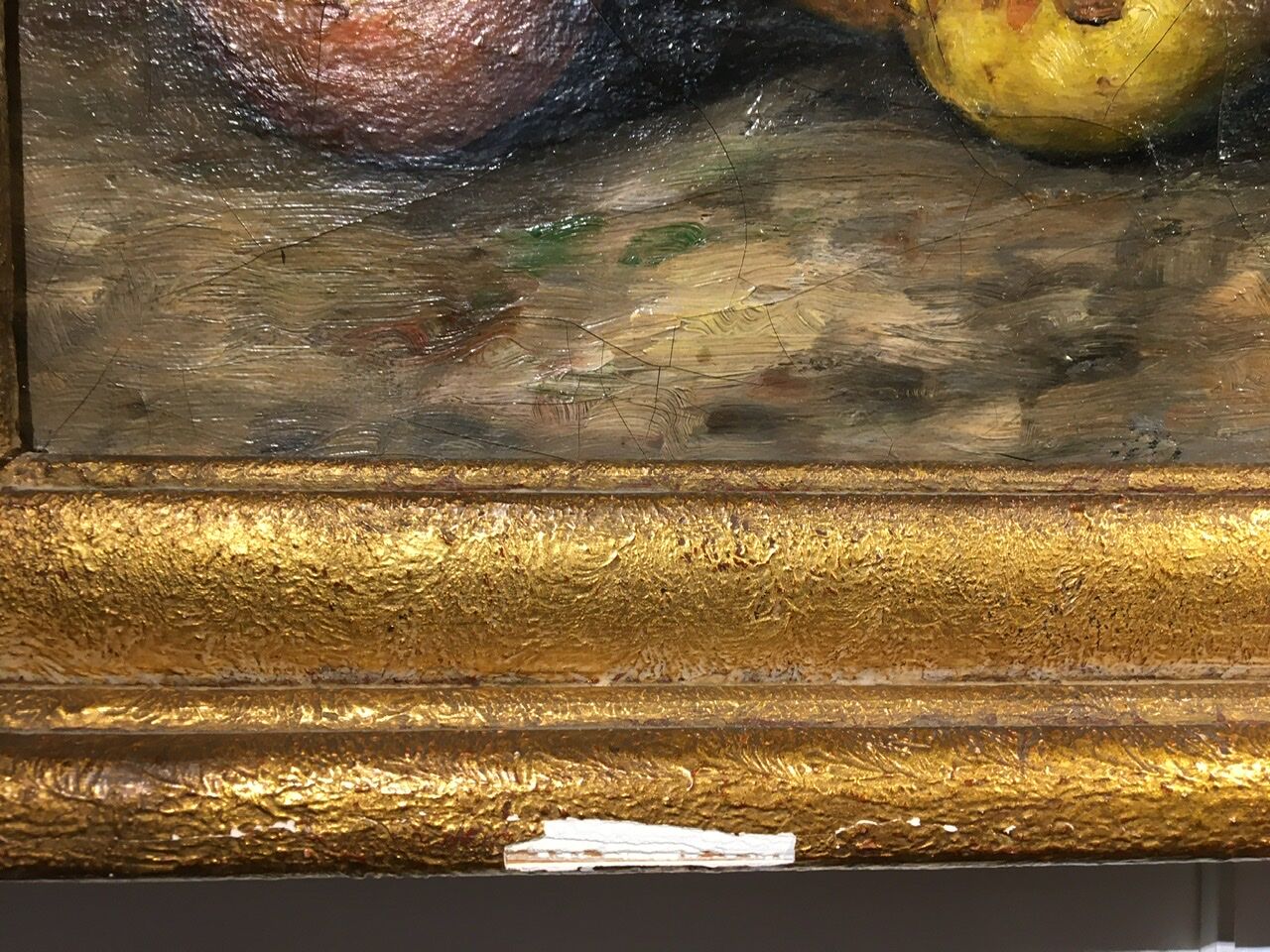 Table still life with apples and basket, signed at the beginning of the 20th century