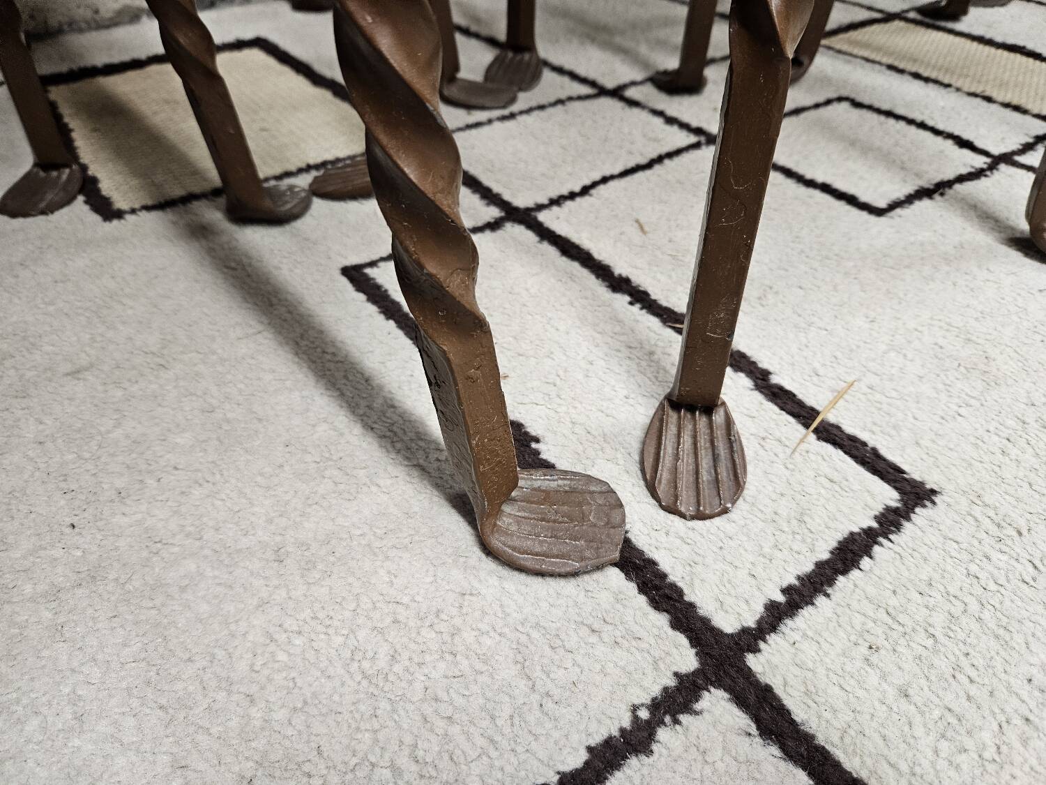 Set of 8 brutalist wrought iron bar stools 1970"