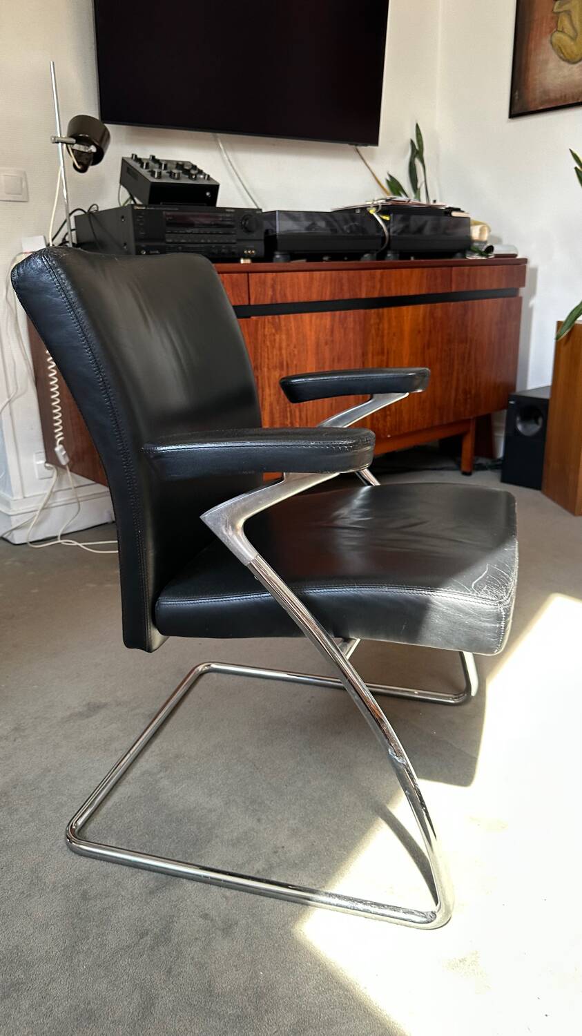 Walter Knoll Dining Chair - armchair / Leather and chrome chair