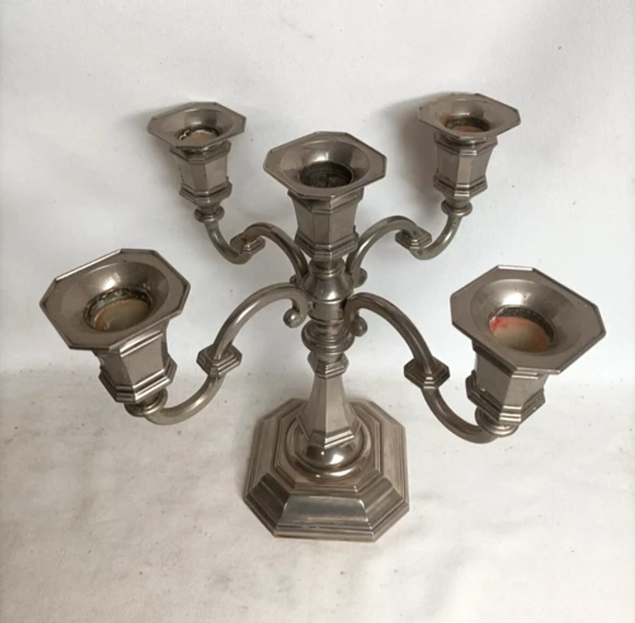 Silver-plated candle holder with 5 lights - late 20th century vintage
