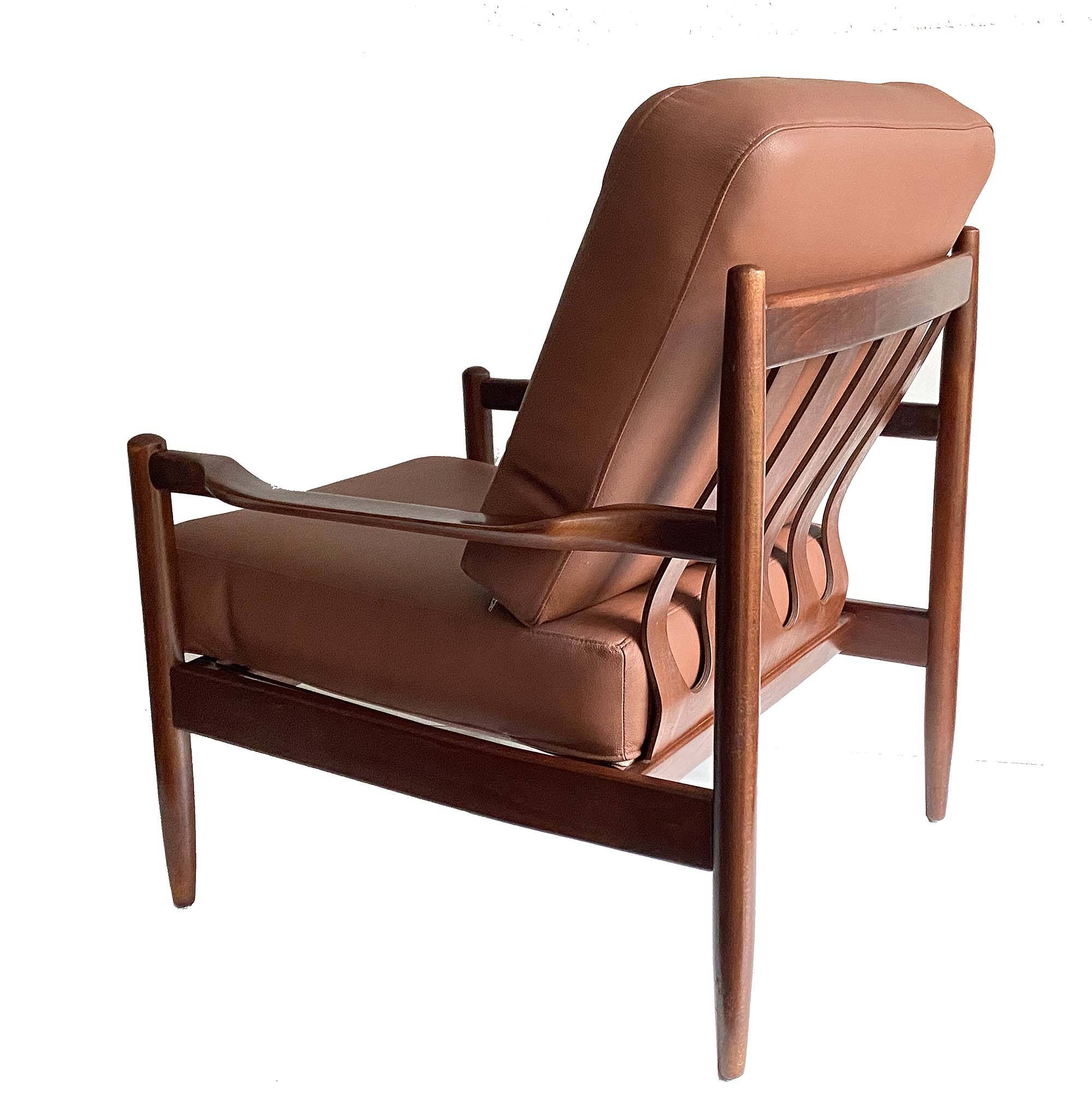 Pair of Scandinavian Teak and Leather Armchairs, 1960s