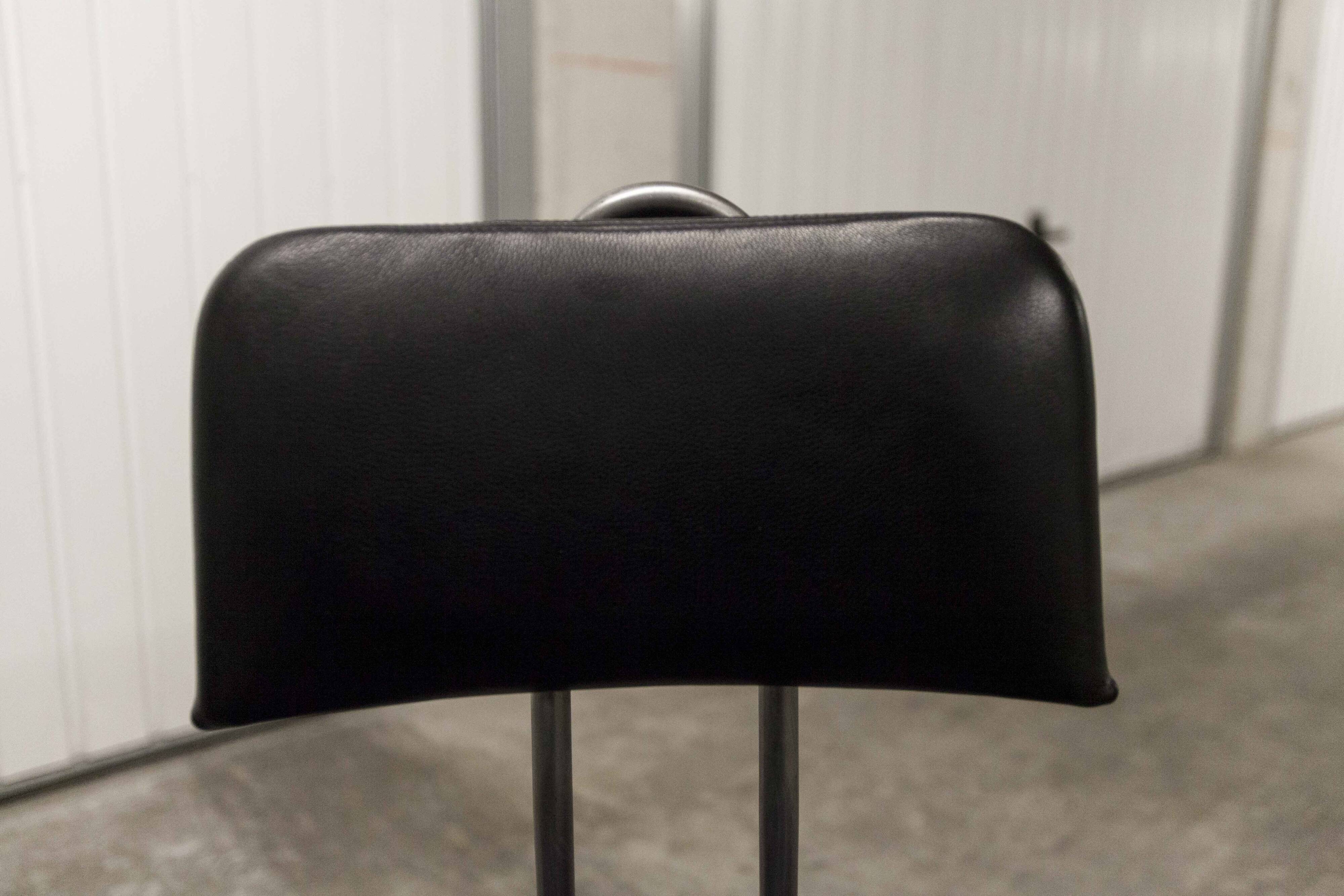 Pair of French Army telegraph operator's swivel chairs, new leather