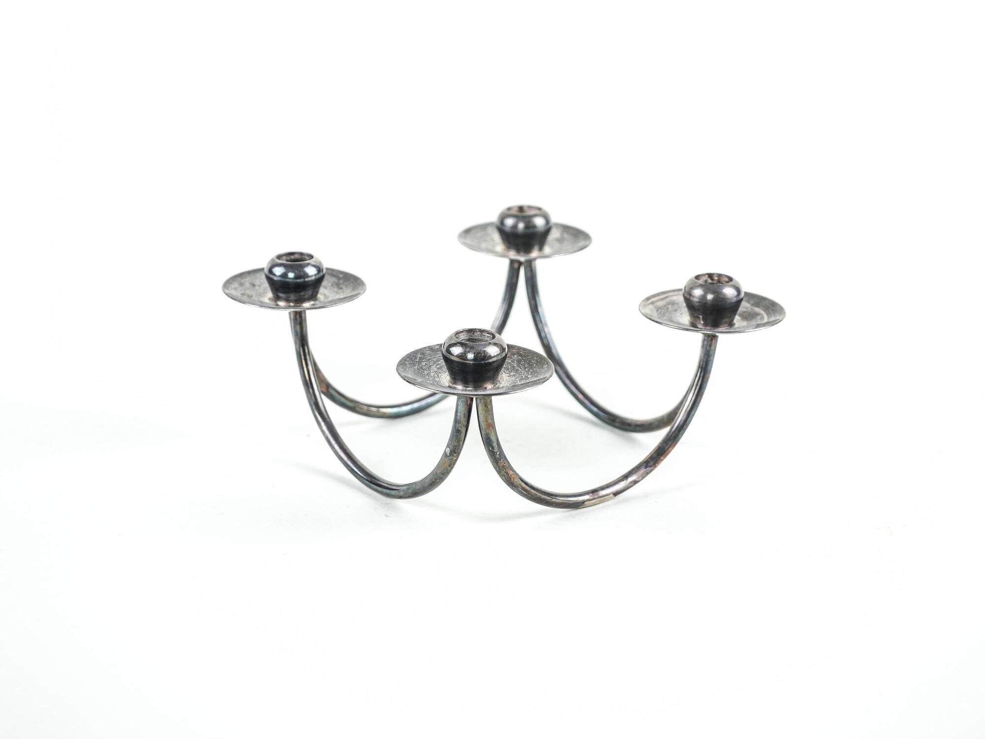 Set of silver-plated candlesticks by Berg Denmark with square bases, 1970s