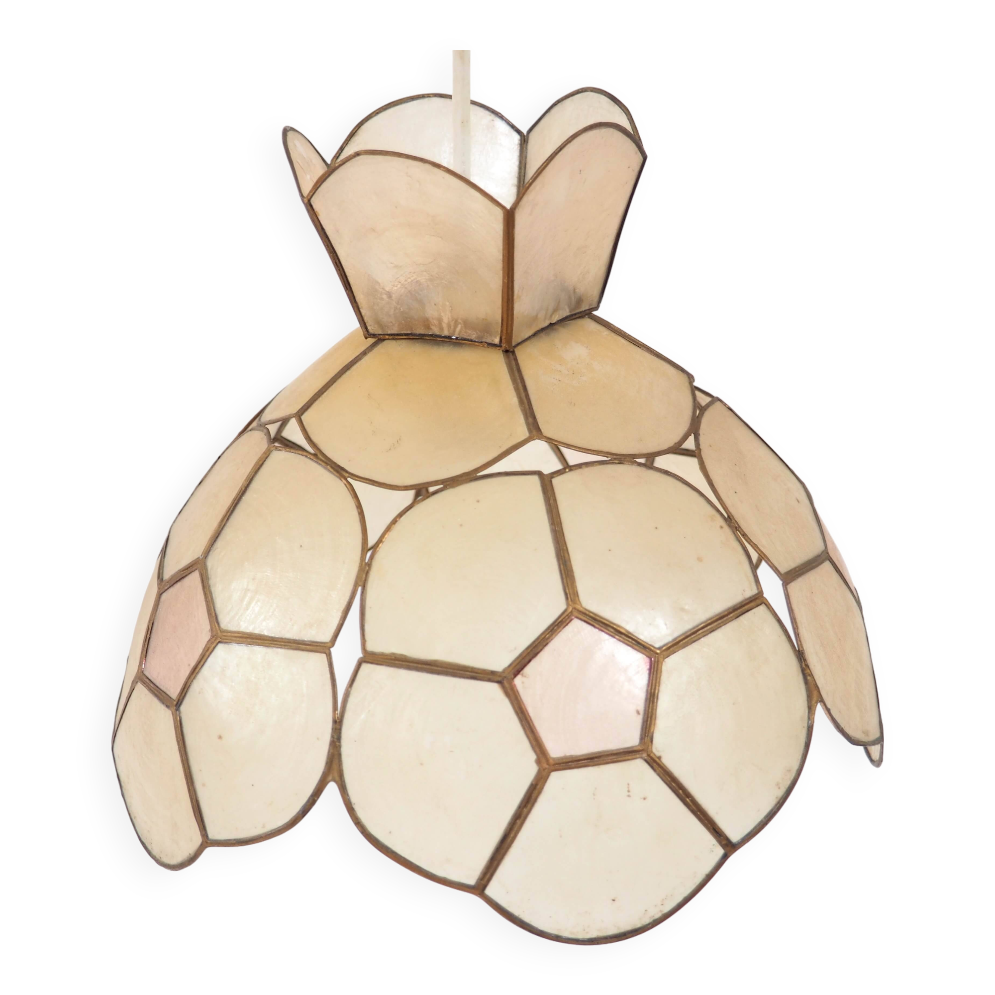 1980s mother-of-pearl mica pendant light