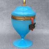 Blue Florentine opaline box gilded metal frame