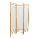 Bamboo screen with 3 frames in beige fabric.