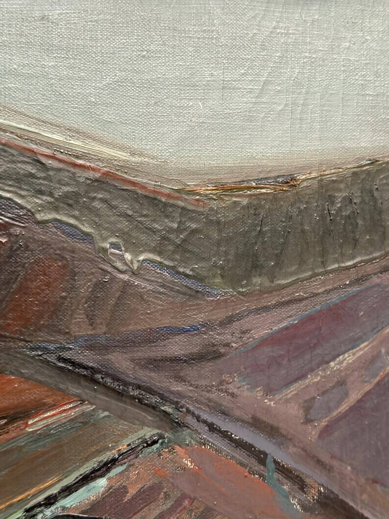 Original Swedish Oil on Canvas – “Glumslövs Backar” by Eric Julius – Signed – Vintage & Framed – 49 × 41 cm