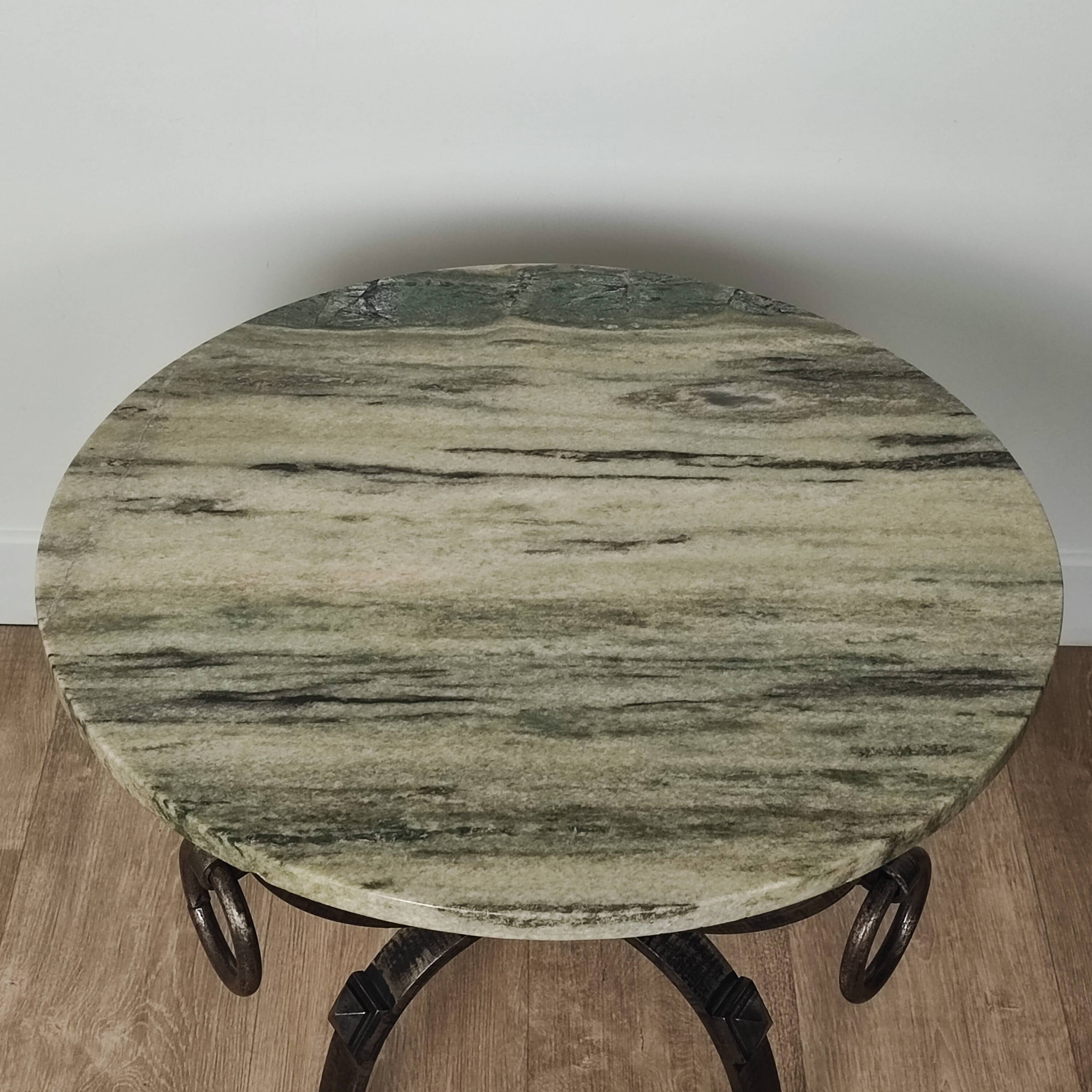 Marble and wrought iron coffee table