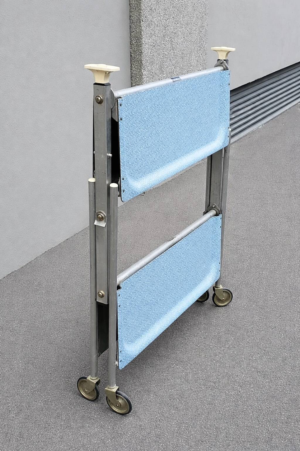 Vintage 1980s folding rolling table