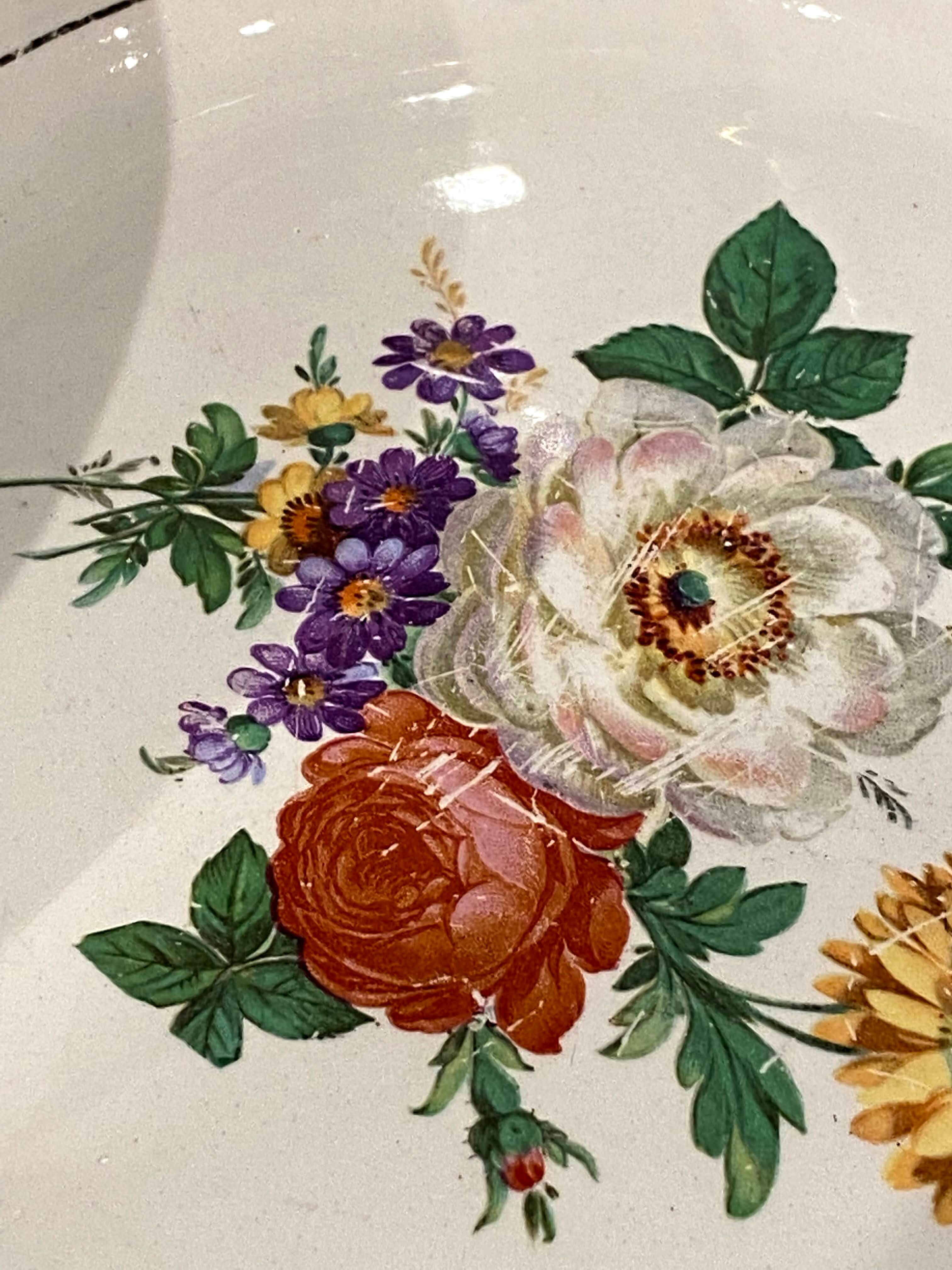 6 flat plates in half-porcelain Badonviller