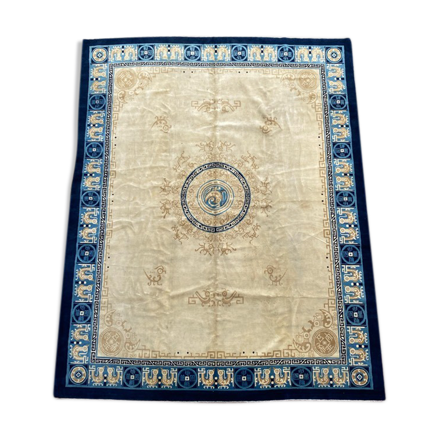 Tapis ancien chinois art déco 244x308 cm